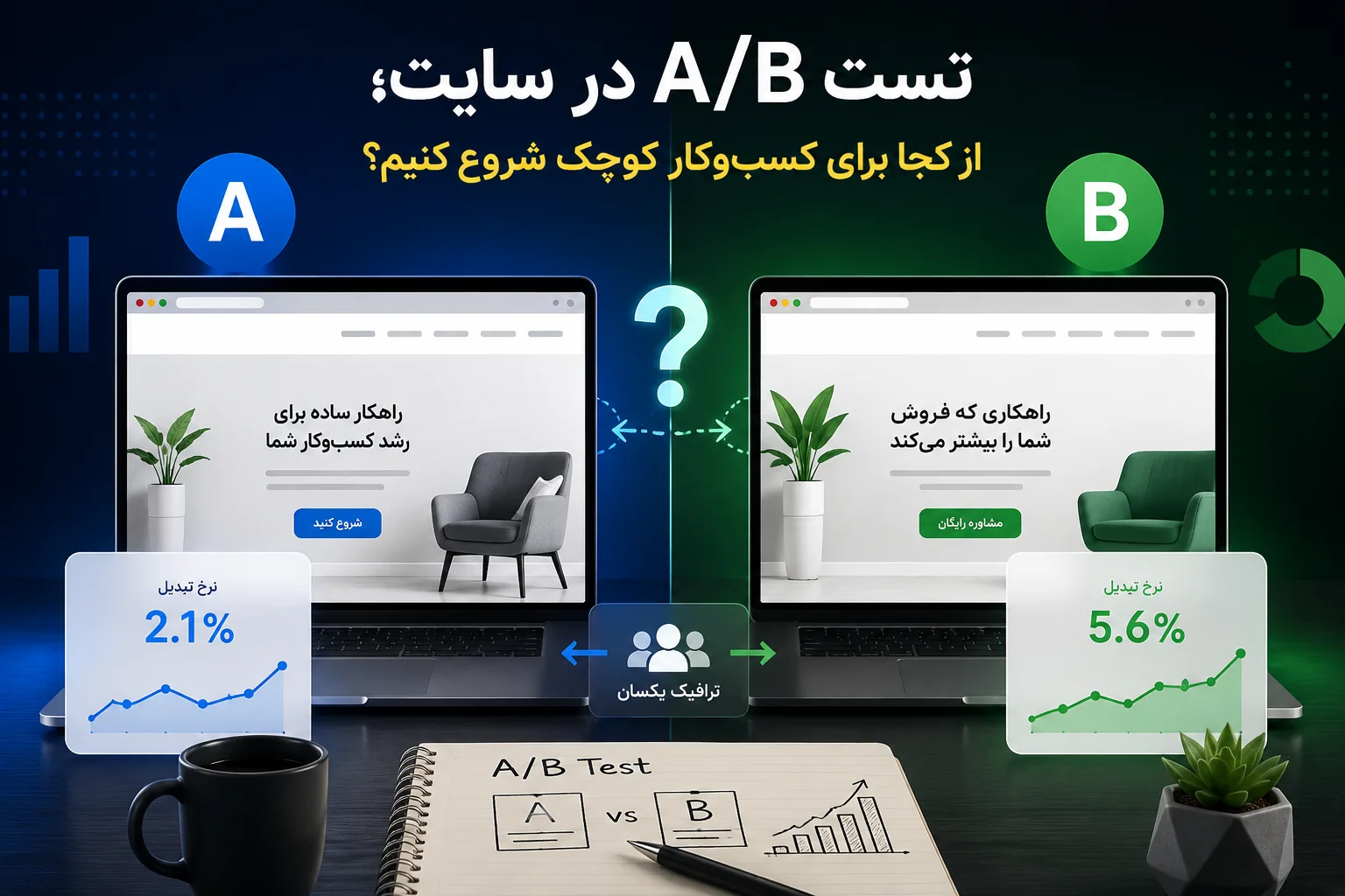 تست A/B در سایت؛ از کجا برای کسب‌وکار کوچک شروع کنیم؟